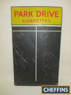 Park Drive Cigarettes, a darts scoreboard, printed tin, 16 x 27in