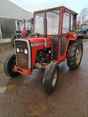 Massey Ferguson 240 3cyl Diesel Tractor c/w Duncan cab, puh, drawbar, rear wheel weights, 12.4/11R28 rear & 7.50x16 front wheels & tyres