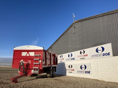 2020 MARSHALL TRAILERS QM11 TRAILER EX DEMONSTRATION GRAIN TRAILER, ROLLOVER COVER, 12' GRAIN HATCH LED LIGHTS WALKING AXLES, SUSPENDED DRAWBAR, HYDRAULIC TAILGATE GRAIN CHUTE, 8 STUD 385/65 R22.5 VACU TYRES, HYDRAULIC BRAKES - (SERIAL NO 104464) (911775