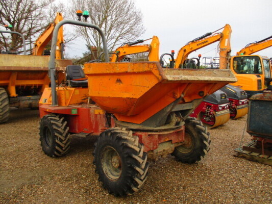 2007 TEREX PS3001 3T POWER SWIVEL DUMPER, MANUAL GEAR BOX, FOLDING ROPS BAR, FLASHING BEACON, GREEN SEATBELT BEACON. (B1160951)