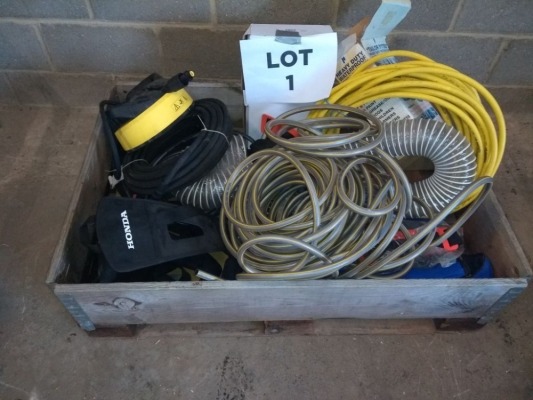 1 X LOT OF MIXED PARTS, ASSORTED HOSES, PRESSURE WASHER HOSES & BRUSHCUTTER HARNESSES (1) (NO RESERVE)
