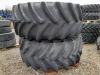 1 X PAIR OF GOODYEAR OPTITRAC DT830 800/75 R32 TYRES ON 10 X STUD WHITE RIMS, SOME PAINT OFF WHEEL RIMS (1-34)