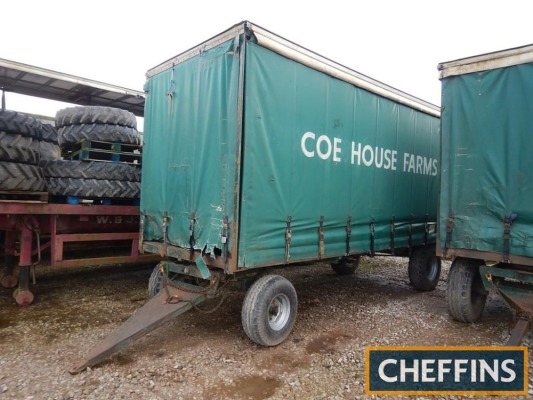 4wheel turntable curtainside trailer, 18ft 6ins long x 7ft 2ins wide (9 pallets) on 12.5/80-18 rear and 12.5/80-15.3 front wheels and tyres