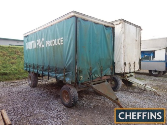 4wheel turntable curtainside trailer, 17ft long x 7ft wide (6 pallets) on 12.5/80-18 rear and 11.5/80-15.3 front wheels and tyres