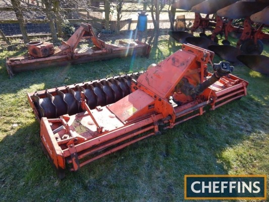 Howard HK30 300DS mounted power harrow fitted with packer roller, 3m t/w Howard power harrow frame for spares Serial No. 175311425