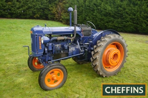 1951 FORDSON E27N Major diesel P6 6cylinder diesel TRACTOR Fitted with Perkins P6 diesel engine, STD:44 low gear box, electric start, pulley wheel front lights and rear wheel weights on 12.4/11-36 rear and 6.00-19 front wheels and tyres