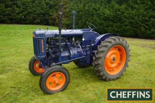 1948 FORDSON E27N Major 4cylinder diesel TRACTOR Fitted with electric start and high top gear 7:7 gearbox on 13-36 rear and 6.00-19 front wheels and tyres. V5C available Reg. No. Q341 WGF Serial No. 27OU4762