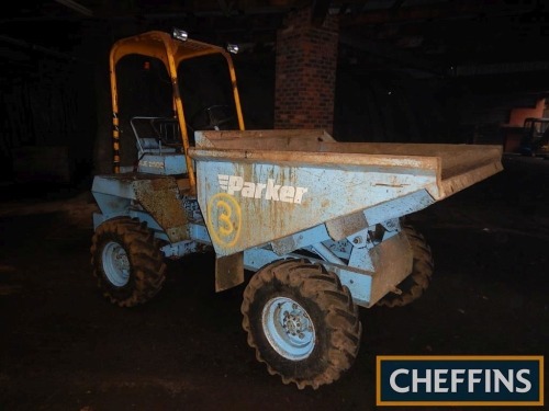 PARKER RJE 2500 2.5tonne 4wd DUMPER Fitted with safety frame and 2cylinder Petter diesel engine Serial No. 30843