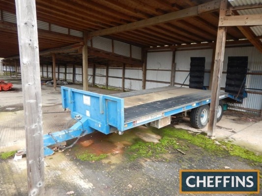 AS Marston 15ft tandem axle flat bed beavertail trailer