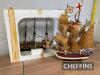 Model Ark Royal Galleon, together with 3 gundeck ship of the line, 16ins long