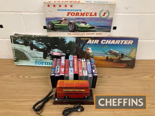 Waddingtons F1 board games, related VHS videos and novelty telephone