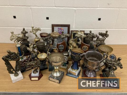 Large qty of karting trophies and related items