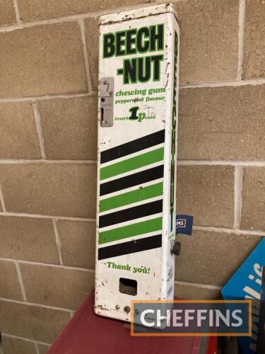 Beech Nut, a wall-mounting chewing gum vending machine, 32ins tall (no key)