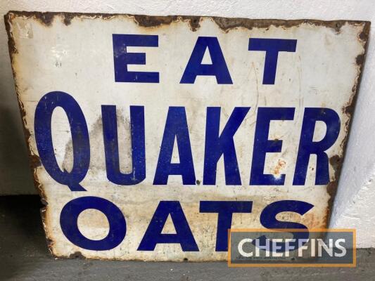 Eat Quaker Oats, an enamel sign by Emmison Bros, Manchester, 24x21ins