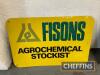 Fisons Agrochemical Stockist, a double-sided printed sign, 24x16ins