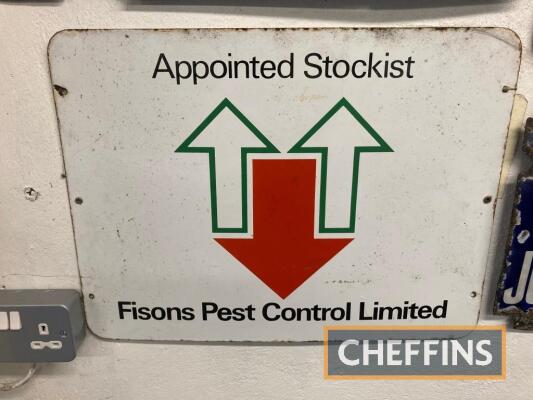 Fisons Pest Control Ltd Appointed Stockist, a double-sided enamel sign, 20x15ins