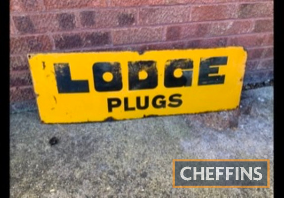 Vintage Lodge Plugs, an enamel sign