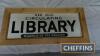 Library, a Perspex framed sign, 27x12ins