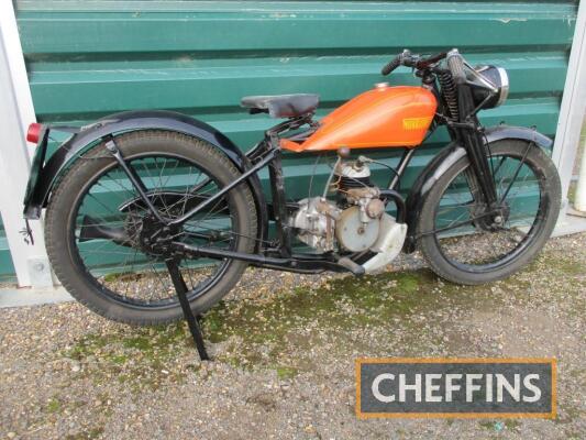 1938 125cc Montgomery Terrier MOTORCYCLE Reg. No. NSK 529 Frame No. 8603 Engine No. AA3100 An older restoration, the hand change 3-speed, twin port Villiers 2-stroke machine is presented in sound and complete condition with a full lighting set and still b