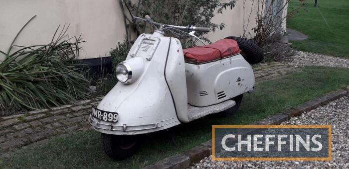 1956 174cc Heinkel Tourist Scooter Reg. No. OMR 899 (Expired) Frame No. 145449 Engine No. TBA Built in West Germany by the ex-aircraft factory and much ahead of its time with an electric start 4-stroke, single cylinder engine which, according to legend, w