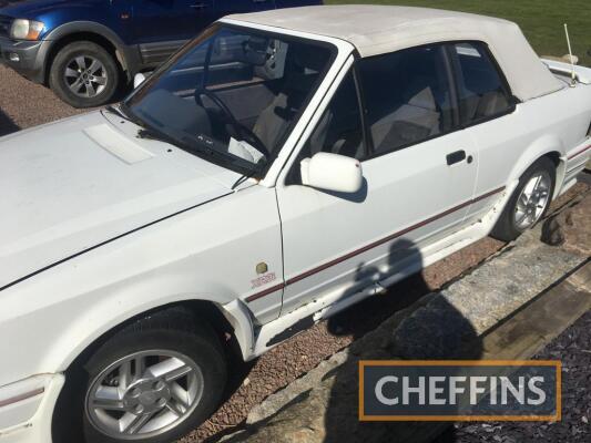 1989 1597cc Ford Escort XR3i Cabriolet Reg. No. G788 WRT VIN. WFOLXXGKALKG35378 Engine No. KG35378 In the current ownership for four years during which time the XR3i has remained largely unused and shows just 39,000 miles which the vendor believes to be g