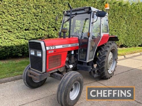 1990 MASSEY FERGUSON 375 diesel TRACTOR Serial No. S36028 Fitted with 12/12 manual shuttle, Hi-Line cab and showing just 1,570 genuine hours