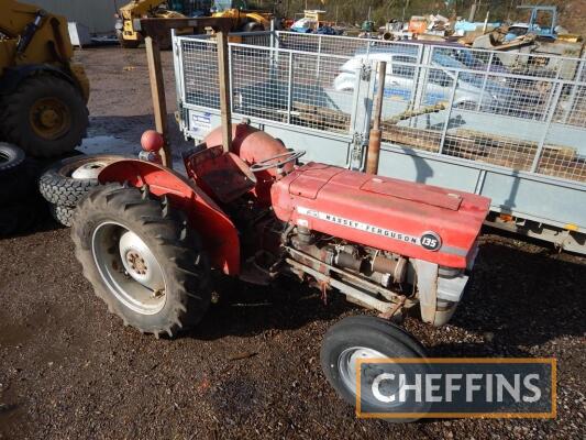 1964 MASSEY FERGUSON 135 3cylinder diesel TRACTOR Reg. No. BYB 846B Serial No. 1249 Fitted with roll bar, rear linkage and PUH. A very early serial number