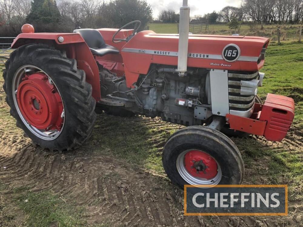 1970 Massey Ferguson 165 Multi Power 4cylinder Diesel Tractor Reg No Ksh 527j Serial No Fitted With Rear Pavt Wheels Front Weights Rear Linkage Puh On Goodyear Tyres All Round Vintage Sale