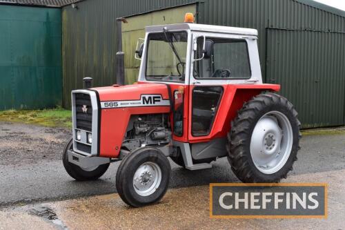 1977 MASSEY FERGUSON 565 4cylinder diesel TRACTOR Reg. No. RVA 989S Serial No. SMPG652797 Fitted with 12.4-36 rear and 7.50-16 front wheels and tyres