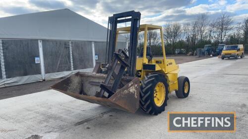 1985 Bonser RT25 Rough Terrain Forklift c/w bucket, pallet tines, hydraulic cross carriage Reg. No. C776 HBW Ser. No. 2602H0217250 C/C: 84272011