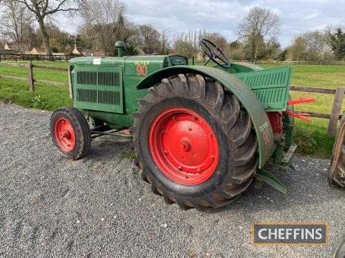 OLIVER 90 4cylinder petrol-paraffin TRACTOR A well presented example fitted with Hesford rear winch, engine side panels and good tyres all round