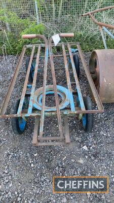 Blue 4-wheel stationary engine trolley