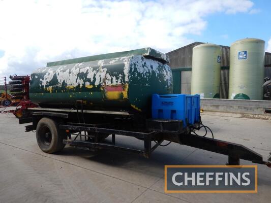 Single axle steel 12,000litre bowser, complete with diesel engine driven pump, pipework, and fitted with Emiliana Serbatoi AdBlue tank. Damage to main tank