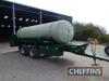 2017 Bailey tandem axle fibreglass bowser with 15,000 litre water tank, lockers, diesel engine driven pump, delivery hose and air brakes, mounted on 16tonne chassis on 385/65R22.5 wheels and tyres Serial No. 15510