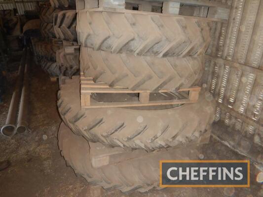 Set of 4no. 12.4R46 rear and 12.4R32 front rowcrop wheels and tyres and New Holland centres