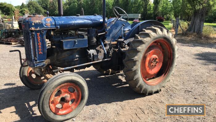 FORDSON E27N 4cylinder petrol/paraffin TRACTOR Fitted with high top gear, linkage and drawbar Reg. No. PVN 843 (expired) Serial No. 1169107