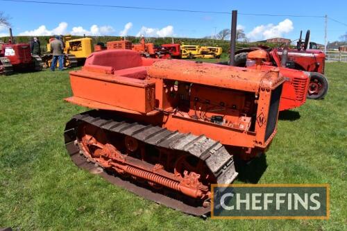 ALLIS CHALMERS Model M 4cylinder petrol/paraffin CRAWLER TRACTOR On 16ins tracks. Believed to be an ex-USAF example used on an airbase in England during WWII. Fitted with long toolbox and extra wide seat. The engine has had a repair to the block.