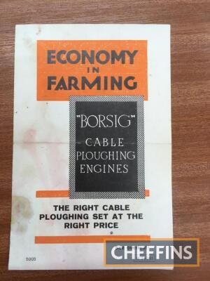 Borsig cable ploughing engines A6 sized advertising leaflet