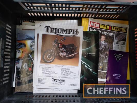 Triumph motorcycles, selection of dealer brochures, leaflets etc, 1990s, including framed poster