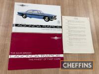 Lagonda Rapide, a flyer and 9pp brochure with facsimile David Brown signature, together with 4-page typed specification