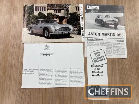 Aston Martin DB5 flyers, including James Bond car, together with DB6 road test by Innes Ireland