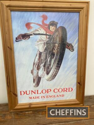 Dunlop Cord framed and glazed poster, 21ins x 28ins