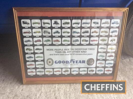 Goodyear 1967 framed advert featuring vintage cars