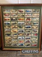 50no. Black Cat cigarette cards, mounted and framed 18 x 20 1/2ins