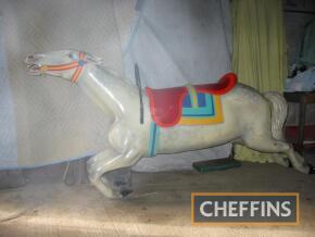 Fairground carousel double-seat fibreglass Galloper, 1950-60s, front legs in leaping position