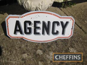 Cleveland `Agency` enamel garage sign, 30ins x 15ins