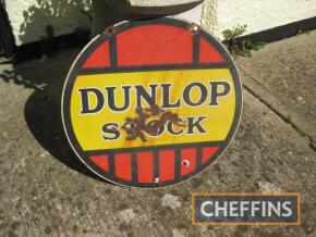 Dunlop Stock double-sided enamel garage sign, 24ins in diameter