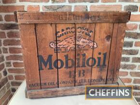 Early original Gargoyle Mobiloil BB wooden carrying case