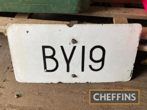 BY19, an enamel signal post plate, ex-Bolton Colliery signal box, Tyneside