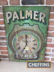 Early Palmer tyres lighting up time advertising tin clock sign, 70cm x 49cm